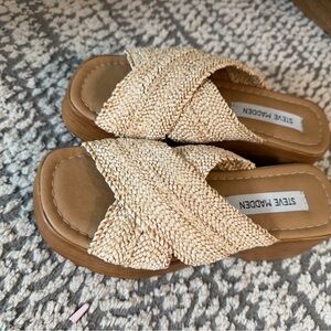 Steve Madden Women's Woven Cream Sandals
